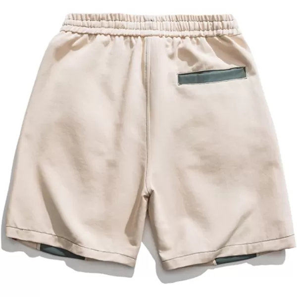 Aelfric Eden Mens 90s Patchwork Sweat Shorts MultiPockets Elastic Waist Cargo Short Streetwear Casual ShortsBeige11