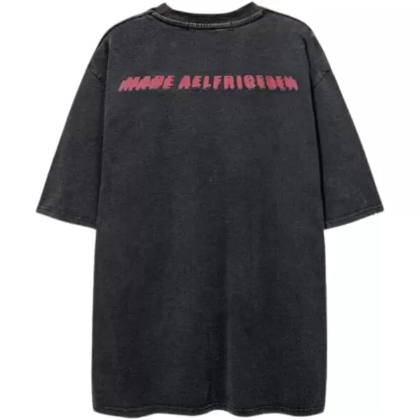 Aelfric Eden Mens 90s Vintage Oversize Shirts Summer Unisex Hipster Printed Casual Tee Streetwear Harajuku Top Tshirt1576black