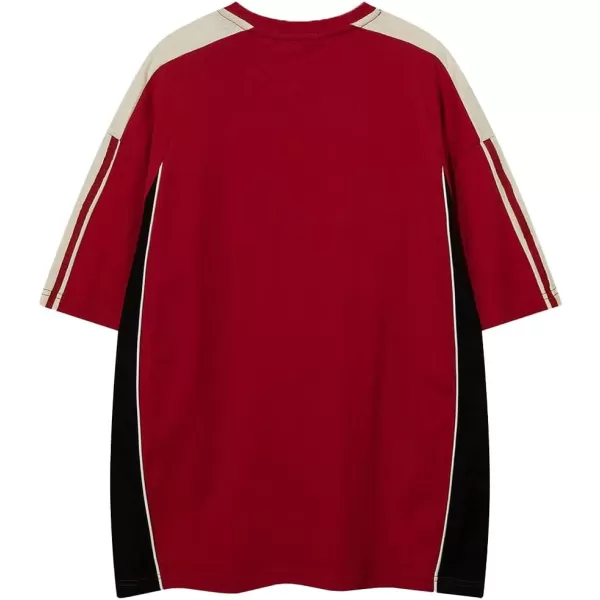 Aelfric Eden Mens 90s Vintage Oversize Shirts Summer Unisex Hipster Printed Casual Tee Streetwear Harajuku Top Tshirt2002red