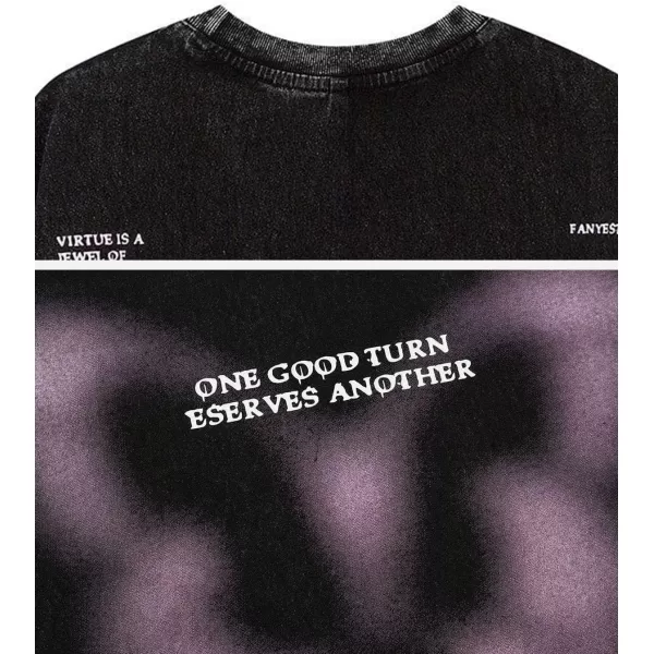 Aelfric Eden Mens 90s Vintage Oversize Shirts Summer Unisex Hipster Printed Casual Tee Streetwear Harajuku Top Tshirt22black