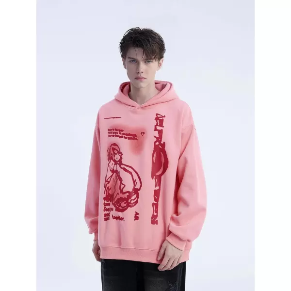 Aelfric Eden Mens Fashion Pullover Hoodie Sweatshirt Fleece Pullover Heart Hip Hop Streetwear Casual Sweatshirt HoodedJ11cartoon Figure amp Pink
