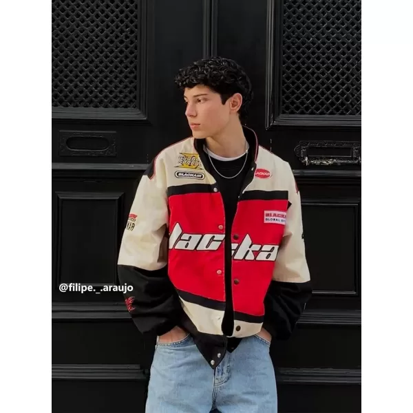 Aelfric Eden Mens Letter Foaming Love Print Varsity Jacket Vintage Graphic Baseball Jacket Unisex Coats Streetwear02red