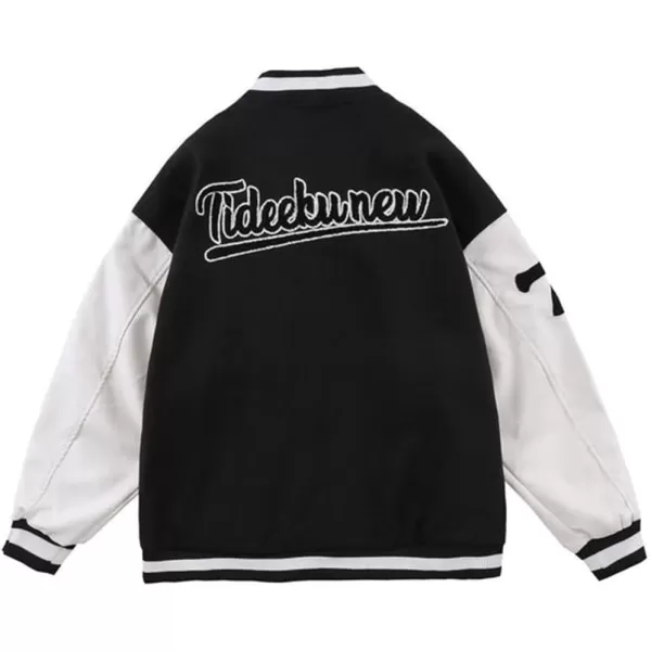 Aelfric Eden Mens Letter Foaming Love Print Varsity Jacket Vintage Graphic Baseball Jacket Unisex Coats Streetwear05black