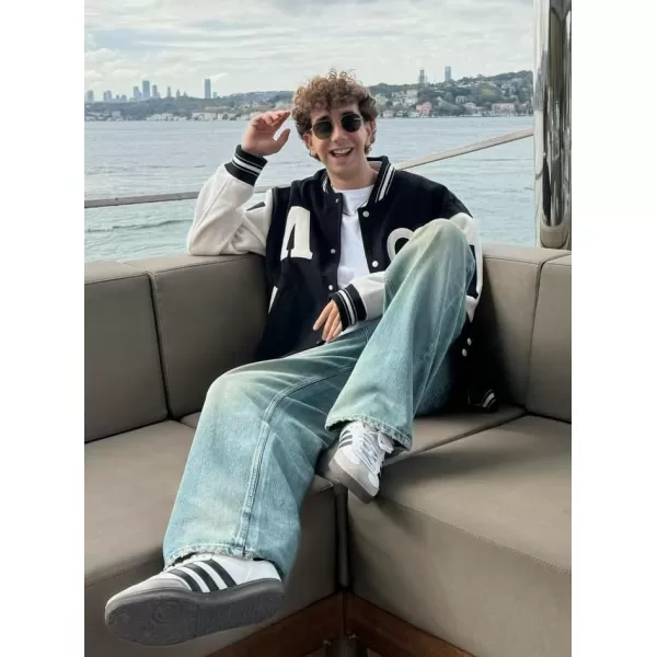 Aelfric Eden Mens Letter Foaming Love Print Varsity Jacket Vintage Graphic Baseball Jacket Unisex Coats Streetwear1369black