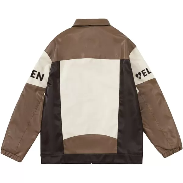 Aelfric Eden Mens Letter Foaming Love Print Varsity Jacket Vintage Graphic Baseball Jacket Unisex Coats Streetwear1505coffee