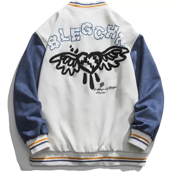 Aelfric Eden Mens Letter Foaming Love Print Varsity Jacket Vintage Graphic Baseball Jacket Unisex Coats StreetwearA01white