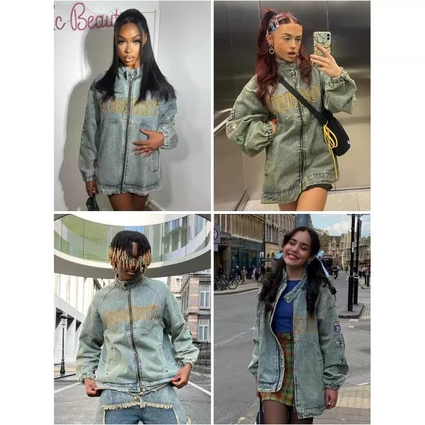 Aelfric Eden Mens Letter Foaming Love Print Varsity Jacket Vintage Graphic Baseball Jacket Unisex Coats StreetwearW01blue
