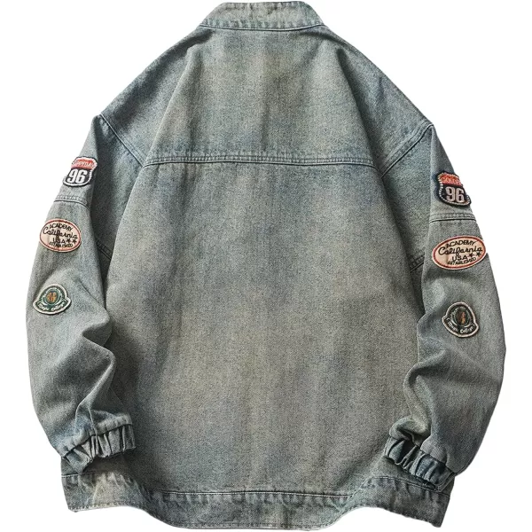 Aelfric Eden Mens Letter Foaming Love Print Varsity Jacket Vintage Graphic Baseball Jacket Unisex Coats StreetwearW01blue