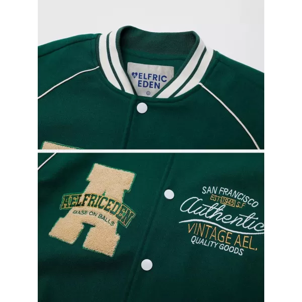 Aelfric Eden Mens Letter Foaming Love Print Varsity Jacket Vintage Graphic Baseball Jacket Unisex Coats StreetwearX595green