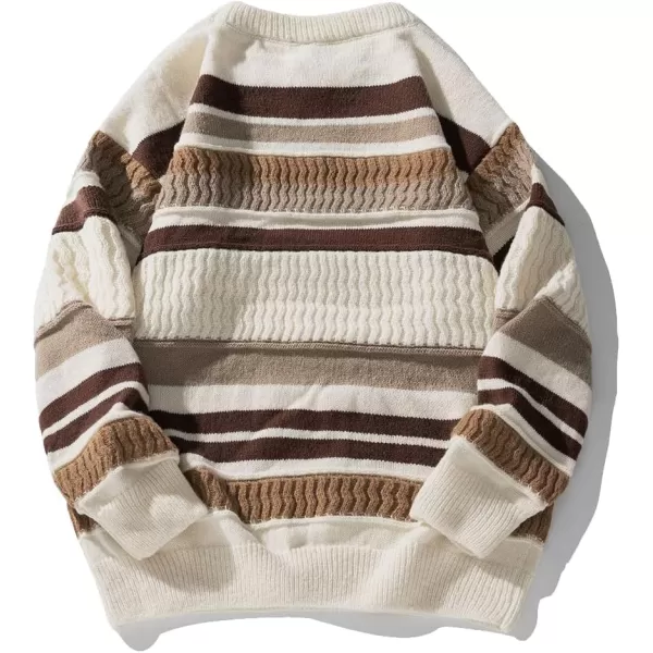 Aelfric Eden Mens Long Sleeve Van Gogh Printed Cable Knit Sweaters Casual Oversized Sweater Pullover1721beige