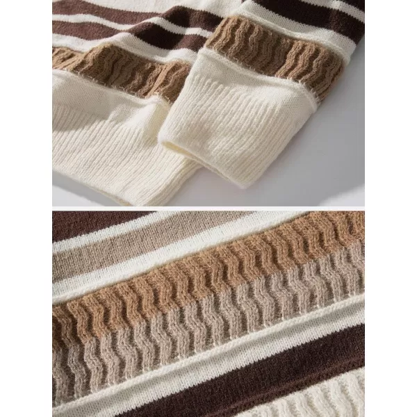 Aelfric Eden Mens Long Sleeve Van Gogh Printed Cable Knit Sweaters Casual Oversized Sweater Pullover1721beige