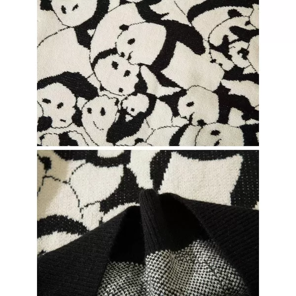 Aelfric Eden Mens Long Sleeve Van Gogh Printed Cable Knit Sweaters Casual Oversized Sweater Pullover1735black