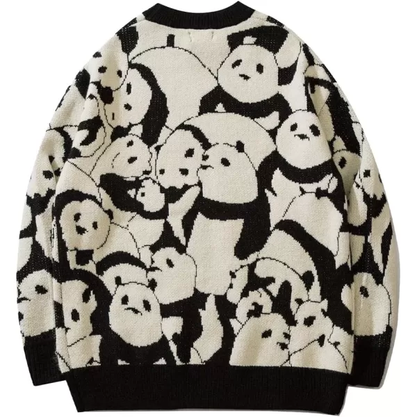 Aelfric Eden Mens Long Sleeve Van Gogh Printed Cable Knit Sweaters Casual Oversized Sweater Pullover1735black
