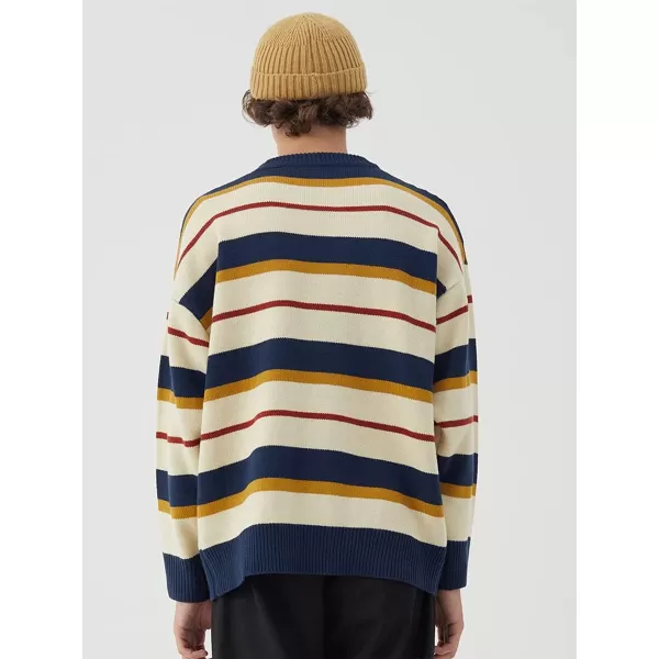 Aelfric Eden Mens Long Sleeve Van Gogh Printed Cable Knit Sweaters Casual Oversized Sweater PulloverA31yellow