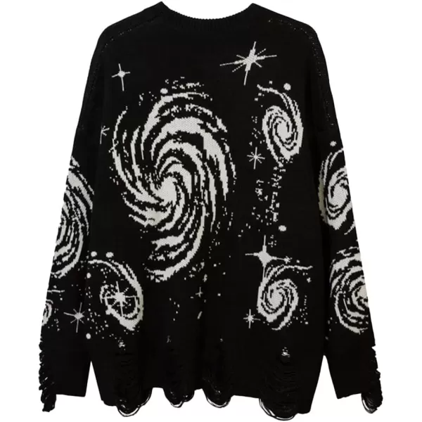 Aelfric Eden Mens Long Sleeve Van Gogh Printed Cable Knit Sweaters Casual Oversized Sweater PulloverA7black