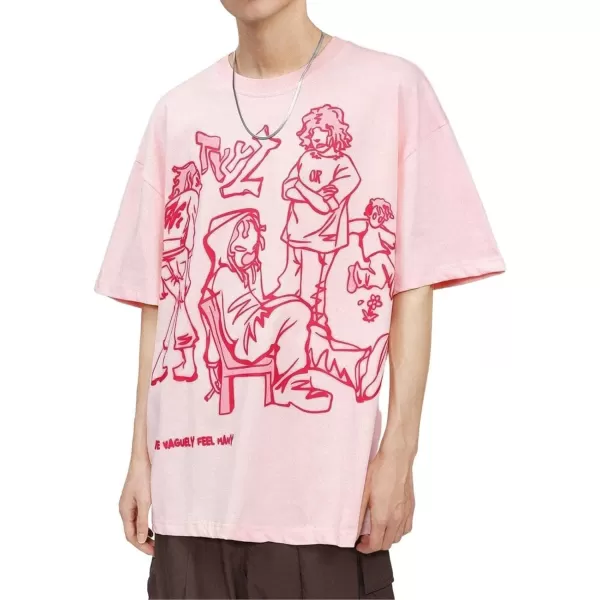 Aelfric Eden Mens Love Balloon Graphic Tees Summer Short Sleeve Printed Cotton T Shirts Casual Harajuku Tops1328pink