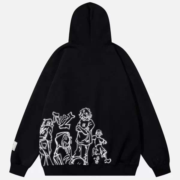 Aelfric Eden Mens Novelty Cartoon Graphic Hoodies Streetwear Hooded Sweatshirt Pullover Hip Hop Fashion Hoodies Unisex01cblack White