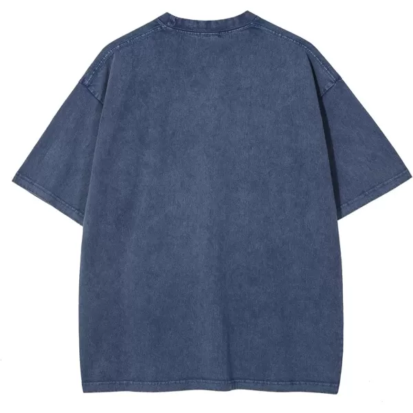 Aelfric Eden Mens Solid Tee 90s Vintage Oversized Shirts Streetwear Short Sleeve Casual Tops20dark Blue