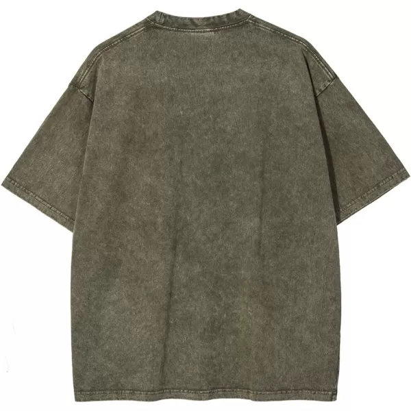 Aelfric Eden Mens Solid Tee 90s Vintage Oversized Shirts Streetwear Short Sleeve Casual Tops20greygreen