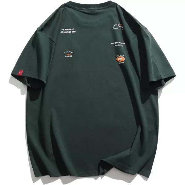 Aelfric Eden Mens Solid Tee 90s Vintage Oversized Shirts Streetwear Short Sleeve Casual Tops26dark Green