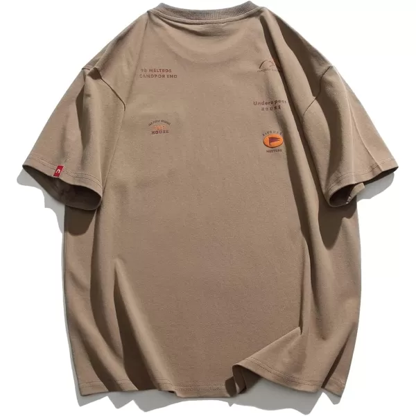 Aelfric Eden Mens Solid Tee 90s Vintage Oversized Shirts Streetwear Short Sleeve Casual Tops26khaki