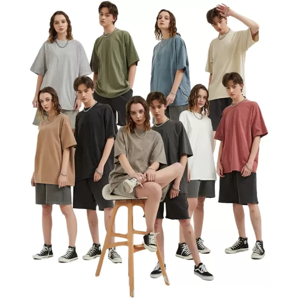 Aelfric Eden Mens Solid Tee 90s Vintage Oversized Shirts Streetwear Short Sleeve Casual TopsB6greygreen
