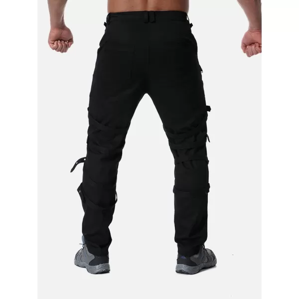 Aelfric Eden Mens Techwear Pants Streetwear Joggers Pants Multi Pocket Cargo Pants HipHop Hiking Pants with Drawstring08 Black