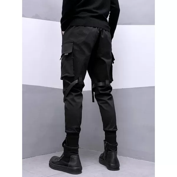 Aelfric Eden Mens Techwear Pants Streetwear Joggers Pants Multi Pocket Cargo Pants HipHop Hiking Pants with DrawstringA1black