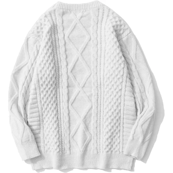 Aelfric Eden Oversized Cable Knit Sweater Women Chunky Rory Gilmore Crewneck Sweater Ladies Pullover Sweaters Tops02white