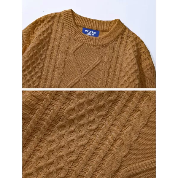 Aelfric Eden Oversized Cable Knit Sweater Women Chunky Rory Gilmore Crewneck Sweater Ladies Pullover Sweaters Tops03brown