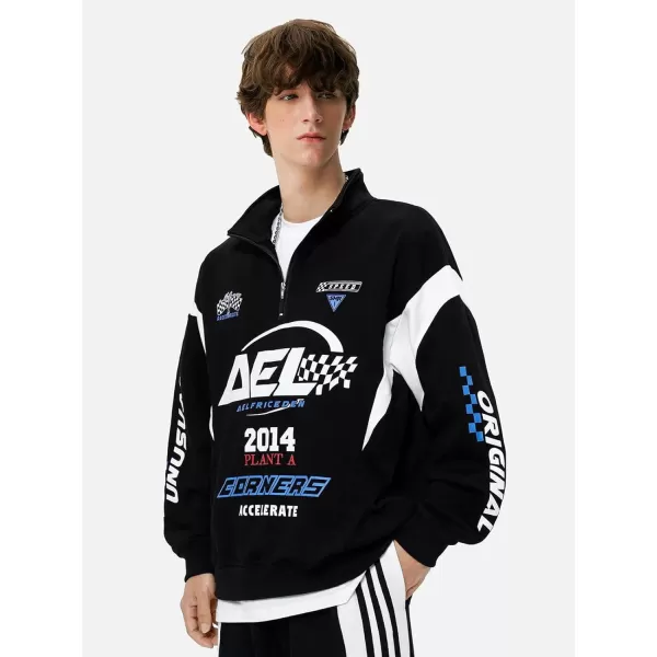Aelfric Eden Oversized Crewneck Sweatshirts for Men Vintage Graphic Pullover Loose Fit Streetwear Long Sleeve TopC02black