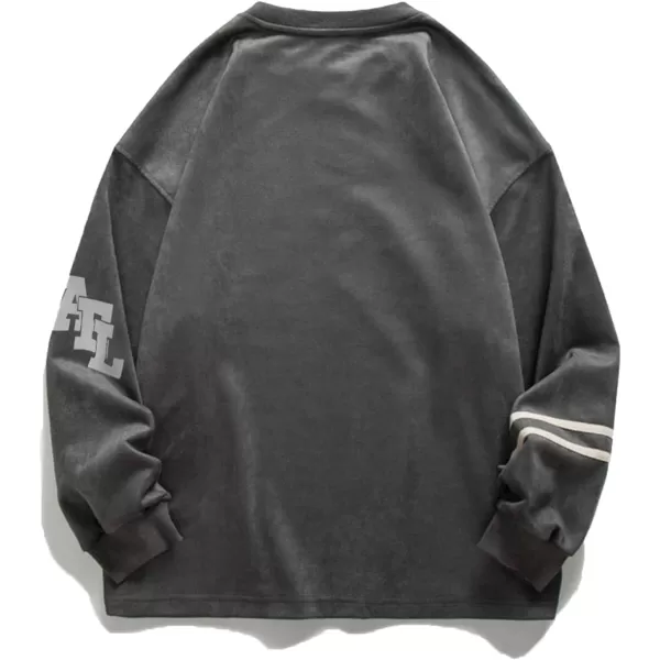 Aelfric Eden Oversized Crewneck Sweatshirts for Men Vintage Graphic Pullover Loose Fit Streetwear Long Sleeve TopD01grey