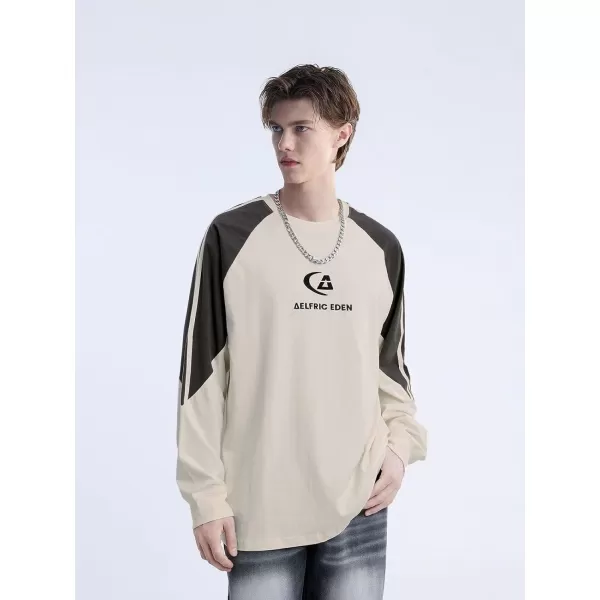 Aelfric Eden Oversized Crewneck Sweatshirts for Men Vintage Graphic Pullover Loose Fit Streetwear Long Sleeve TopD04dynamic Stripesampbeige