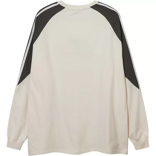 Aelfric Eden Oversized Crewneck Sweatshirts for Men Vintage Graphic Pullover Loose Fit Streetwear Long Sleeve TopD04dynamic Stripesampbeige