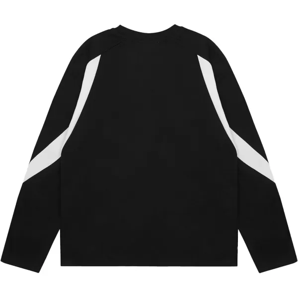Aelfric Eden Oversized Crewneck Sweatshirts for Men Vintage Graphic Pullover Loose Fit Streetwear Long Sleeve TopD04patchworkampblack