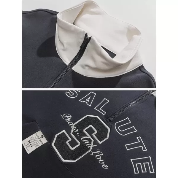Aelfric Eden Oversized Crewneck Sweatshirts for Men Vintage Graphic Pullover Loose Fit Streetwear Long Sleeve TopE03navy Blue