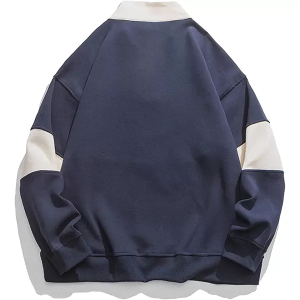 Aelfric Eden Oversized Crewneck Sweatshirts for Men Vintage Graphic Pullover Loose Fit Streetwear Long Sleeve TopE03navy Blue