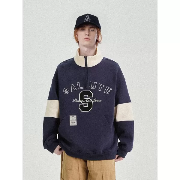 Aelfric Eden Oversized Crewneck Sweatshirts for Men Vintage Graphic Pullover Loose Fit Streetwear Long Sleeve TopE03navy Blue