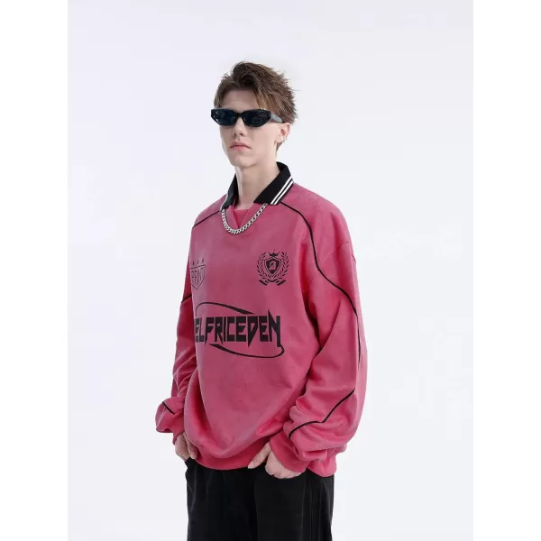 Aelfric Eden Oversized Crewneck Sweatshirts for Men Vintage Graphic Pullover Loose Fit Streetwear Long Sleeve TopE04letter Print amp Rose