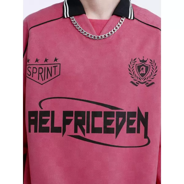 Aelfric Eden Oversized Crewneck Sweatshirts for Men Vintage Graphic Pullover Loose Fit Streetwear Long Sleeve TopE04letter Print amp Rose
