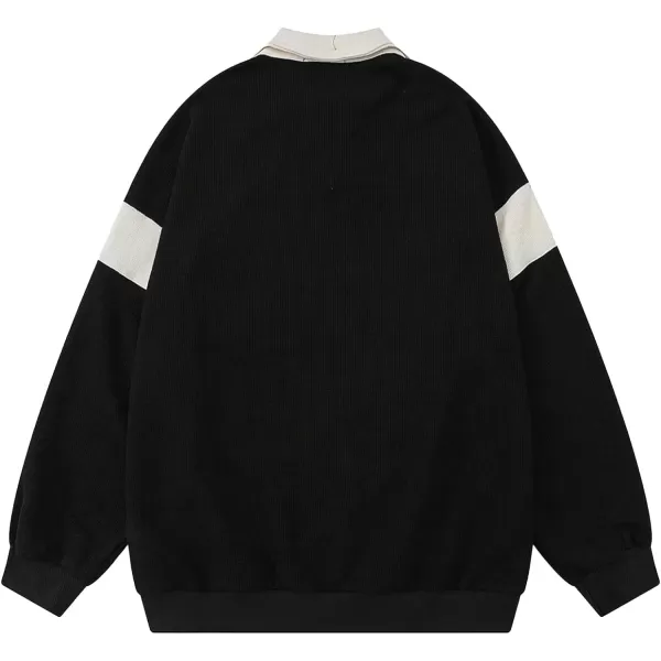 Aelfric Eden Oversized Crewneck Sweatshirts for Men Vintage Graphic Pullover Loose Fit Streetwear Long Sleeve TopE05tiewaist amp Black