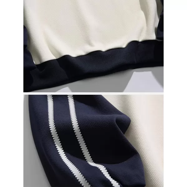 Aelfric Eden Oversized Crewneck Sweatshirts for Men Vintage Graphic Pullover Loose Fit Streetwear Long Sleeve TopF02side Stripe amp Whiteblue
