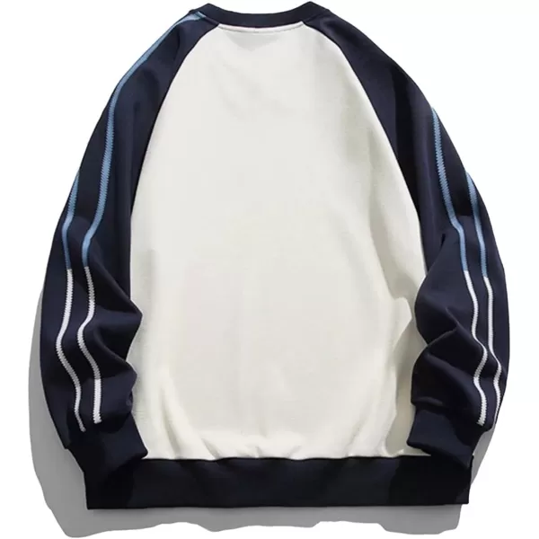 Aelfric Eden Oversized Crewneck Sweatshirts for Men Vintage Graphic Pullover Loose Fit Streetwear Long Sleeve TopF02side Stripe amp Whiteblue