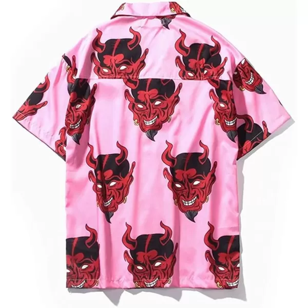 Aelfric Eden Oversized Graphic Printed Shirts Casual Button Down Short Sleeve Tees Summer Streetwear TopsPink