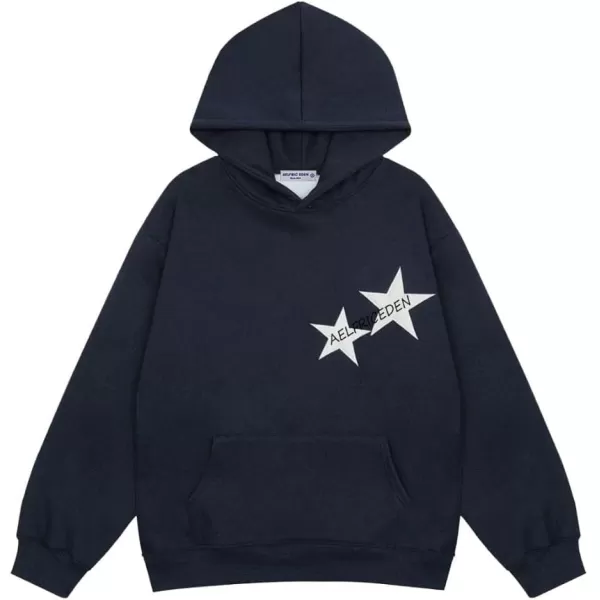 Aelfric Eden Star Hoodie Streetwear Trend Causal Loose Oversized Hooded Sweatshirts Pullover1751dark Blue