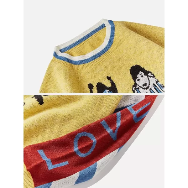 Aelfric Eden Vintage Soft Knit Sweater Autumn Mens Oversized Casual Pullover JumperA02the Lovers amp Yellow