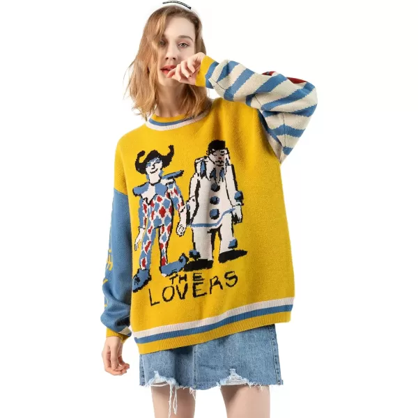 Aelfric Eden Vintage Soft Knit Sweater Autumn Mens Oversized Casual Pullover JumperA02the Lovers amp Yellow