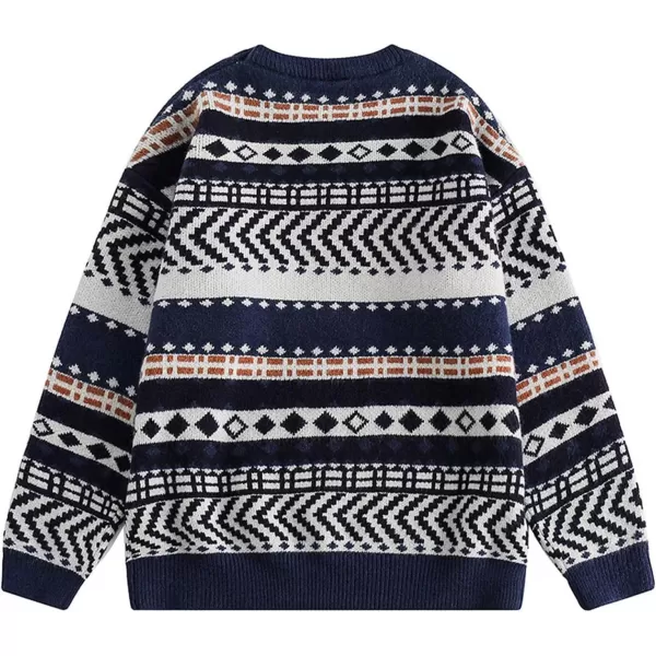 Aelfric Eden Vintage Soft Knit Sweater Autumn Mens Oversized Casual Pullover JumperA04ethnic Style amp Blue