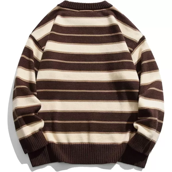 Aelfric Eden Vintage Soft Knit Sweater Autumn Mens Oversized Casual Pullover JumperD01vintage Stripesampcoffee