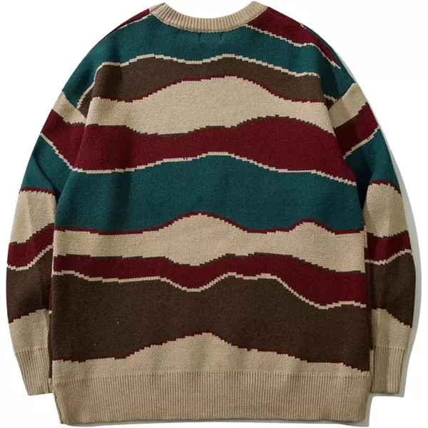 Aelfric Eden Vintage Soft Knit Sweater Autumn Mens Oversized Casual Pullover JumperD03stripe amp Khaki